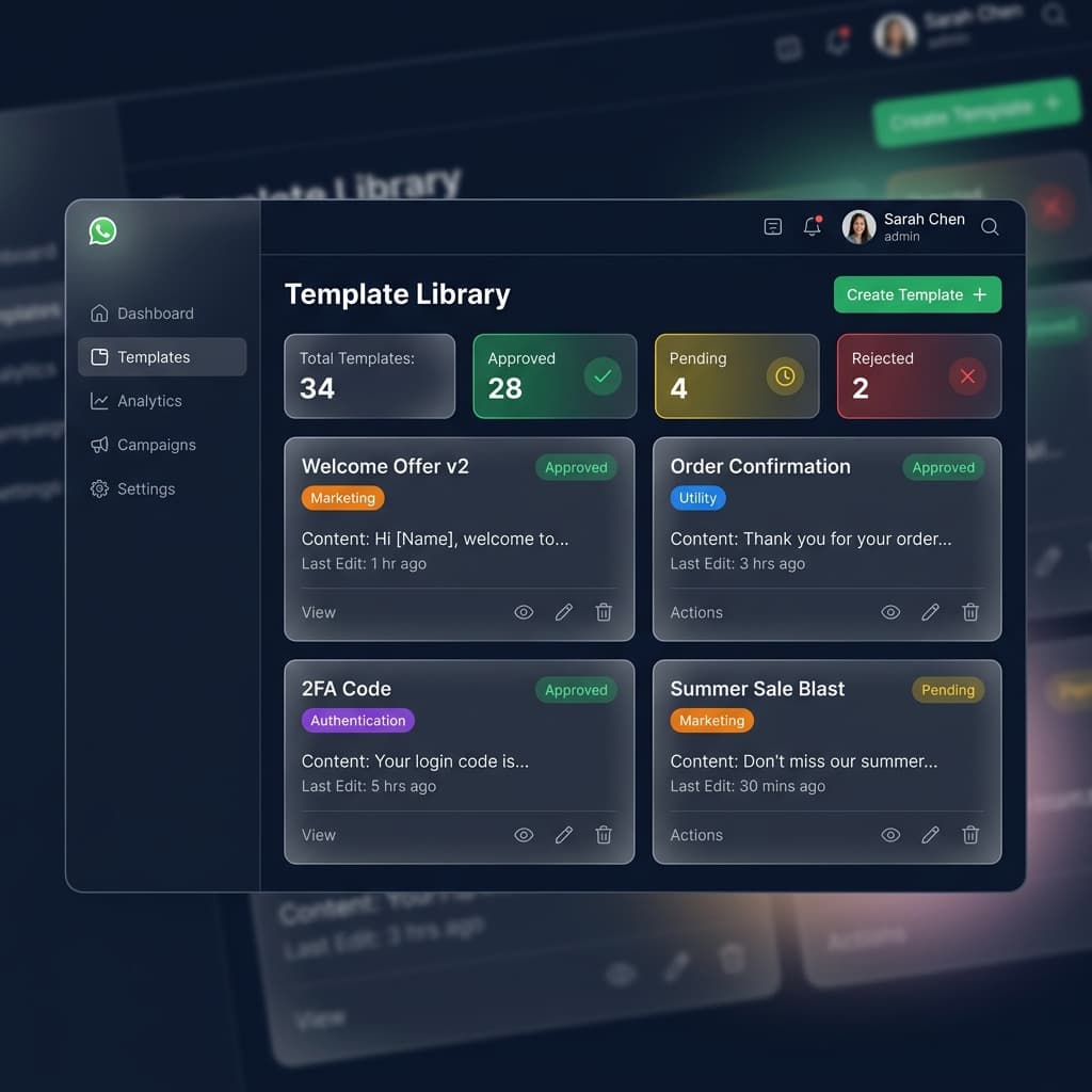 Templates Page – Create and Manage WhatsApp Message Templates