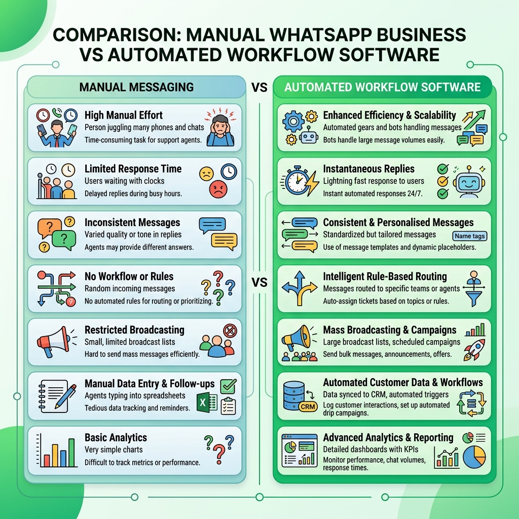 WhatsApp Business App vs WhatsApp Automation Feature Visual