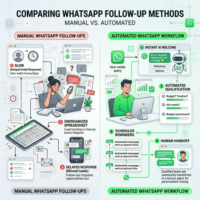Manual Process vs Automated WhatsApp Workflows